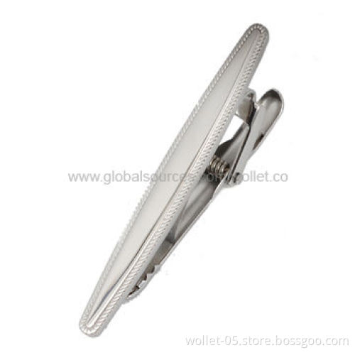 Oval Crimping Men's Style Stainless Steel Tie Clip, Practical Decor, Shiny Polishing